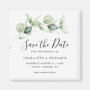 Watercolor Greenery Wedding Save the Date Magnet