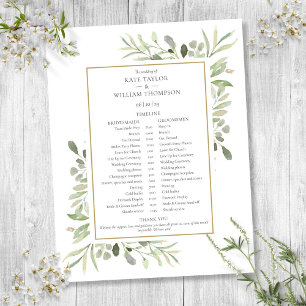 Watercolor Greenery Wedding Schedule Timeline