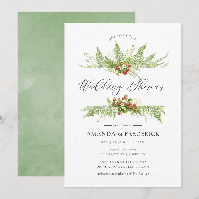 Watercolor Greenery Wedding Shower Invitation (Front/Back)