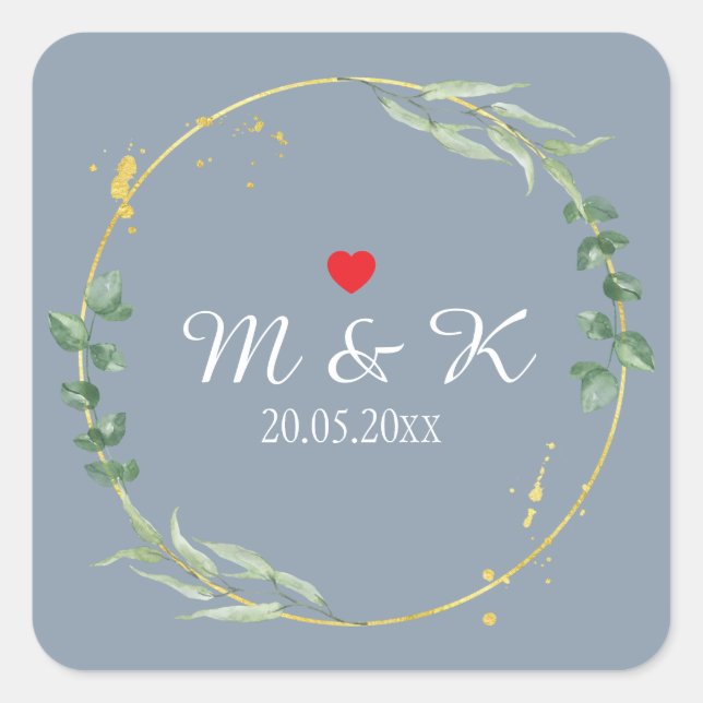 Watercolor Greenery Wedding  Square Sticker (Front)