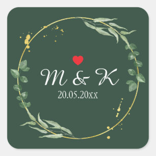 Watercolor Greenery Wedding  Square Sticker