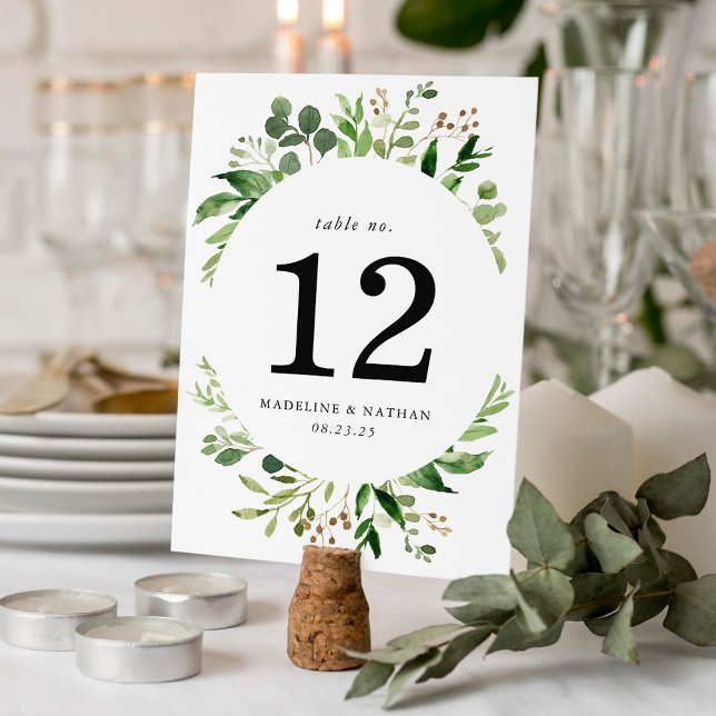 Watercolor Greenery Wedding Table Number (Creator Uploaded)