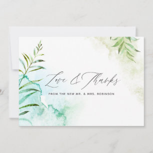 Watercolor Greenery Wedding Thank You Card