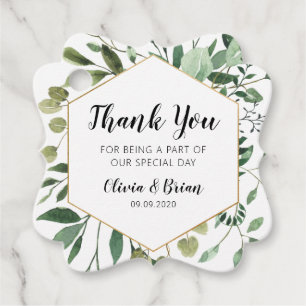 Watercolor Greenery Wedding Thank You Favour Tag