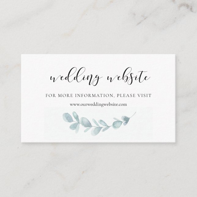 Watercolor greenery wedding website card (Front)