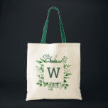 Watercolor greenery wedding. Woodland monogram Tote Bag<br><div class="desc">Watercolor summer woodland greenery wedding tote bag with monogram. Suitable for any other party. Please contact me if you need additional items.</div>