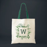 Watercolor greenery wedding. Woodland monogram Tote Bag<br><div class="desc">Watercolor summer woodland greenery wedding tote bag with monogram. Suitable for any other party. Please contact me if you need additional items.</div>