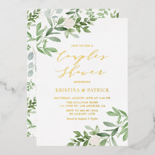 Watercolor Greenery White Flower Couples Shower