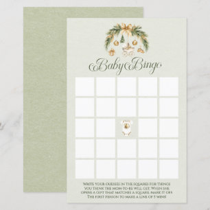 Watercolor Greenery Winter Baby Shower Bingo Card