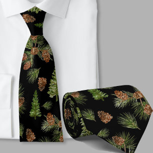 Watercolor Greenery Winter Black Tie