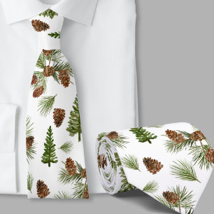 Watercolor Greenery Winter Tie