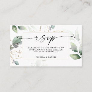 Watercolor Greenery with Sage and Gold RSVP Card