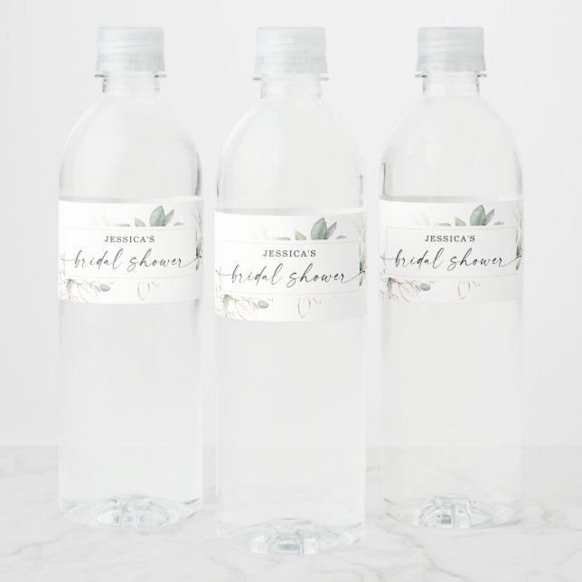 Watercolor Greenery with Sage Water Bottle Label (Bottles)