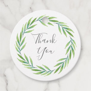 Watercolor Greenery Wreath Favour Tags