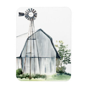 Watercolor Grey Barn Magnet