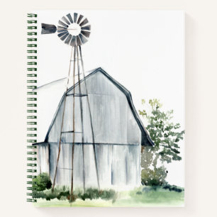 Watercolor Grey Barn Notebook