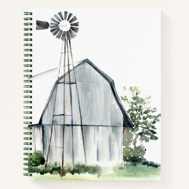 Watercolor Grey Barn Notebook (Front)