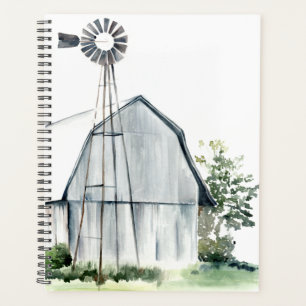 Watercolor Grey Barn Planner