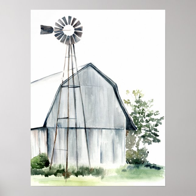 Watercolor Grey Barn Poster (Front)