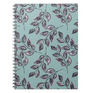  Watercolor grey, black twigs on a turquoise Notebook
