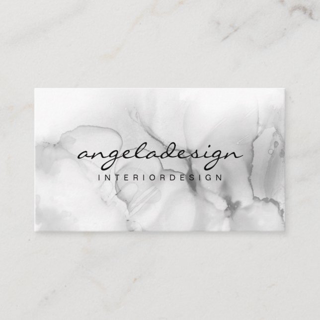 Watercolor grey black white business card (Front)