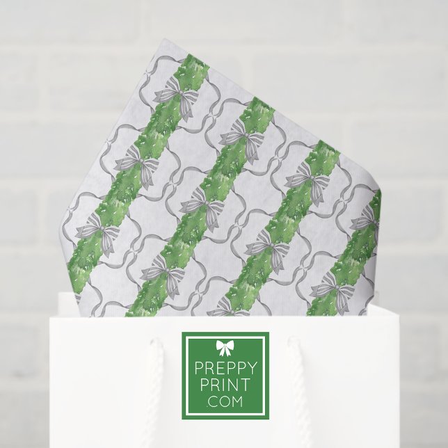 Watercolor Grey Bows & Green Garland Tissue Paper (Creator Uploaded)