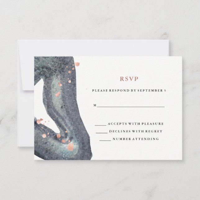 Watercolor Grey Geode Wedding RSVP Card (Front)