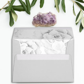 watercolor grey succulent liner wedding envelope