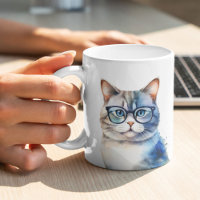 Watercolor Grey Tabby Cat Personalised
