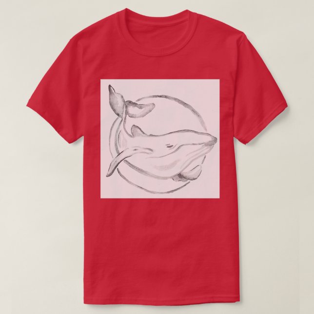 Watercolor grey whale painting T-Shirt (Design Front)