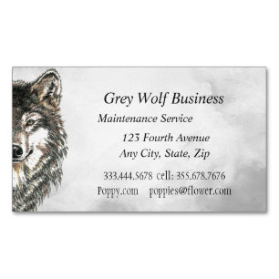 Watercolor Grey Wolf Animal Custom Business Card