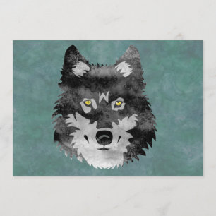 Watercolor Grey Wolf Invitation