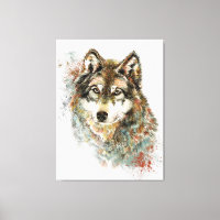 Watercolor Grey Wolf Wildlife Animal Nature Art