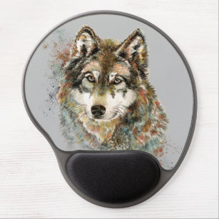 Watercolor Grey Wolf Wildlife Animal Nature Art Gel Mouse Mat