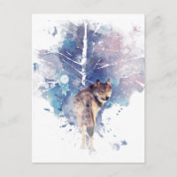 Watercolor Grey Wolf Wildlife Animal Nature Art