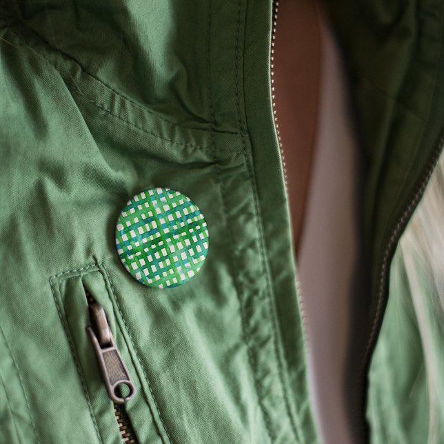 Watercolor grid – green 6 cm round badge (Creator Uploaded)