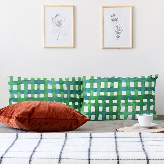 Watercolor grid – green pillowcase (Creator Uploaded)