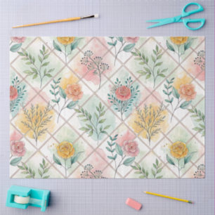Watercolor Grid Pattern Decoupage Tissue Paper