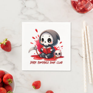 Watercolor Grim Reaper Book Lover, Book Club Napkin