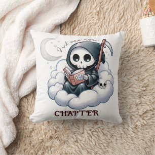 Watercolor Grim Reaper Book Lover  Cushion