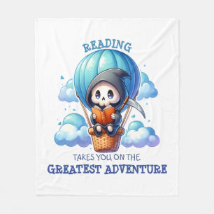 Watercolor Grim Reaper Book Lover  Fleece Blanket