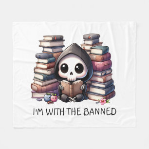 Watercolor Grim Reaper Book Lover  Fleece Blanket