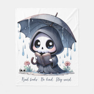 Watercolor Grim Reaper Book Lover  Fleece Blanket