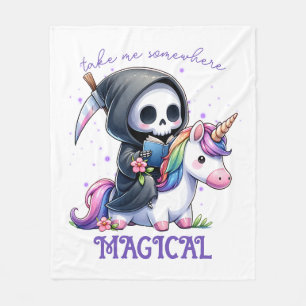 Watercolor Grim Reaper Book Lover  Fleece Blanket