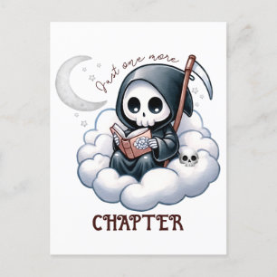 Watercolor Grim Reaper Book Lover  Postcard