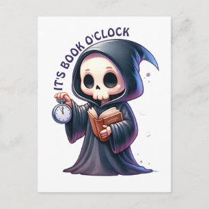 Watercolor Grim Reaper Book Lover  Postcard