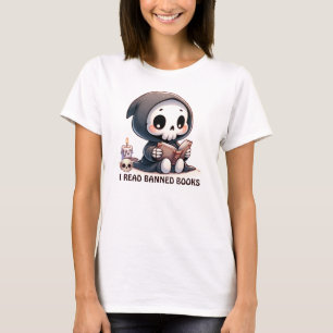 Watercolor Grim Reaper Book Lover  T-Shirt