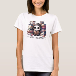 Watercolor Grim Reaper Book Lover  T-Shirt