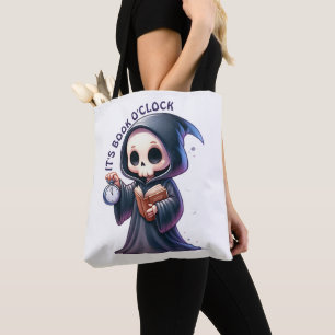Watercolor Grim Reaper Book Lover  Tote Bag