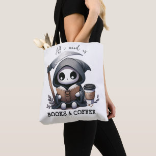 Watercolor Grim Reaper Book Lover  Tote Bag